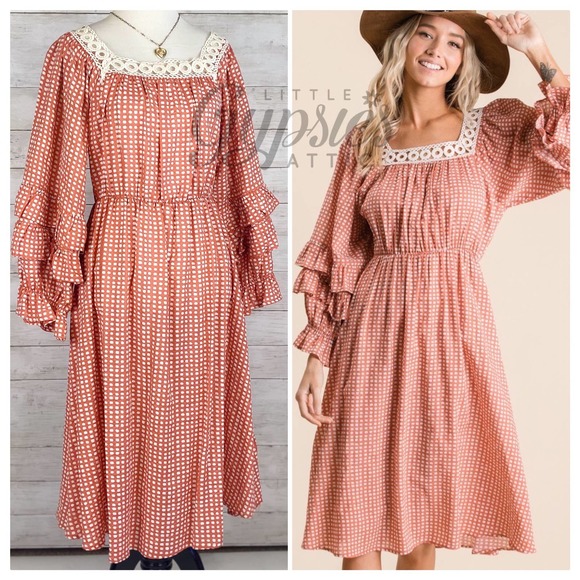 Handmade Farmhouse Prairie Midi Dress - Picture 15 of 15